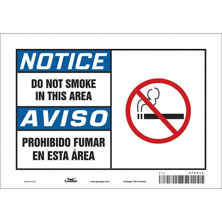 Condor Safety Sign, 7" H, 10" W, Vinyl, Vertical Rectangle, English, Spanish, 474V16 474V16