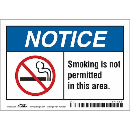 Condor Safety Sign, 3 1/2 in H, 5 in W, Vinyl, Horizontal Rectangle, English, 474V22 474V22