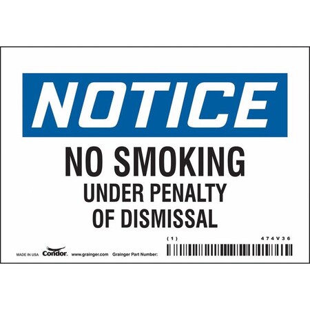 Condor Safety Sign, 3 1/2 in H, 5 in W, Vinyl, Horizontal Rectangle, English, 474V36 474V36