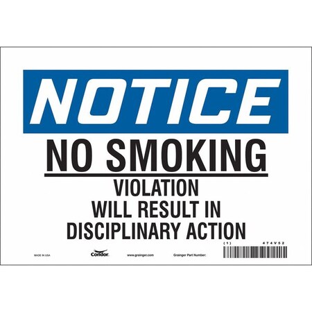 Condor Safety Sign, 7" H, 10" W, Vinyl, Vertical Rectangle, English, 474V52 474V52