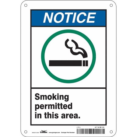 Condor Safety Sign, 10" H, 7 in W, Polyethylene, Horizontal Rectangle, English, 474W29 474W29