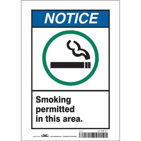 Condor Safety Sign, 10" H, 7 in W, Vinyl, Horizontal Rectangle, English, 474W31 474W31
