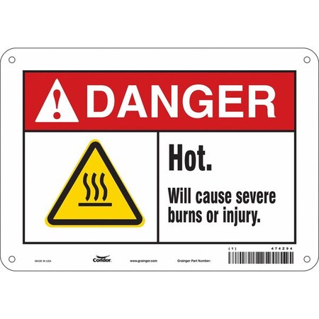 Condor Safety Sign, 7 in Height, 10 in Width, Polyethylene, Vertical Rectangle, English, 474Z94 474Z94