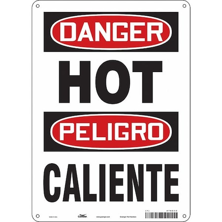 Condor Safety Sign, 14 in Height, 10 in Width, Polyethylene, Vertical Rectangle, English, Spanish, 474Z32 474Z32