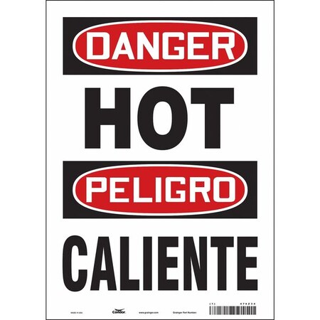 Condor Danger Sign, 14 in H, 10 in W, Vinyl, Vertical Rectangle, English, Spanish, 474Z34 474Z34