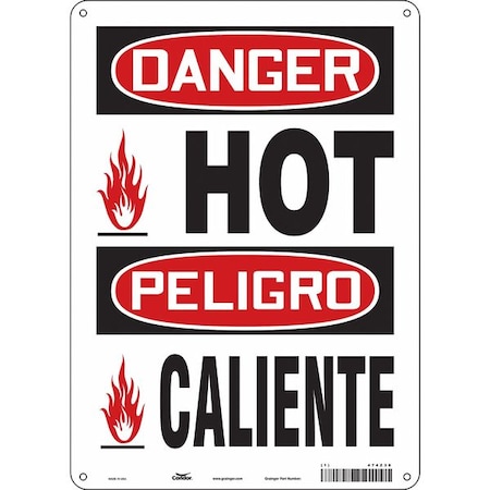 Condor Safety Sign, 14 in Height, 10 in Width, Polyethylene, Vertical Rectangle, English, Spanish, 474Z38 474Z38