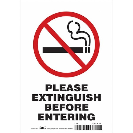 Condor Safety Sign, 10" H, 7 in W, Vinyl, Horizontal Rectangle, English, 474C14 474C14