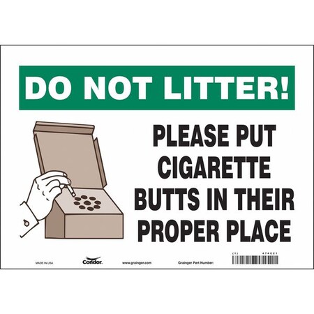 Condor Safety Sign, 10" H, 14 in W, Vinyl, Horizontal Rectangle, English, 474C21 474C21