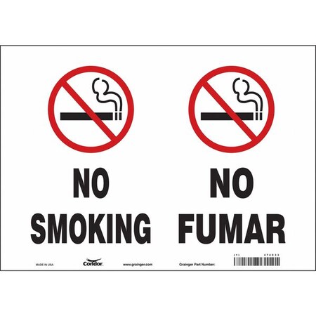 Condor Safety Sign, 10" H, 14 in W, Vinyl, Horizontal Rectangle, English, Spanish, 474C33 474C33