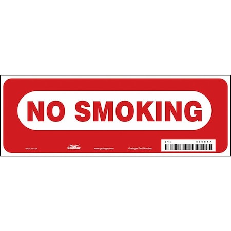 Condor Safety Sign, 3 1/2 in H, 10" W, Vinyl, Vertical Rectangle, English, 474C47 474C47