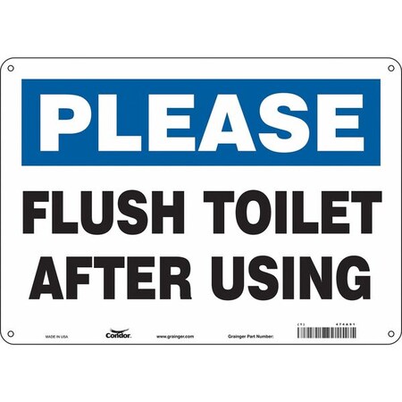 Condor DO NOT THROW PAPER TOWELS IN TOILET, 14 in W x 10 in H, Horizontal Rectangle, Polyethylene, 474A91 474A91