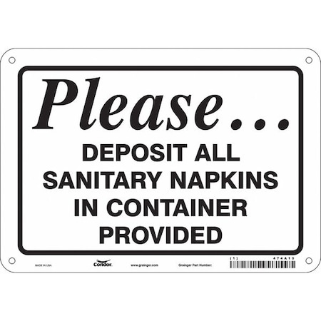 Condor PLEASE.DEPOSIT ALL SANITARY NAPKINS IN CONTAINER PROVIDED, 10 in W x 7 in H, Rectangle, 474A10 474A10
