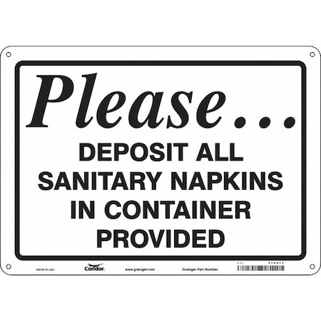 Condor PLEASE DEPOSIT ALL SANITARY NAPKINS IN CONTAINER., 14 in W x 10 in H, Polyethylene, 474A13 474A13