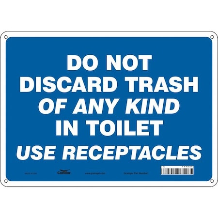 Condor DO NOT DISCARD TRASH OF ANY KIND IN TOILET USE RECEPTACLES, 14 in W x 10 in H, Rectangle, 474A26 474A26
