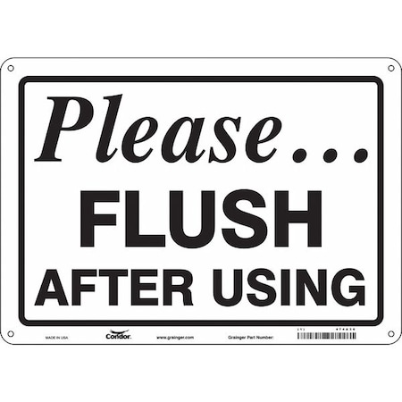 Condor PLEASE FLUSH AFTER USING, 14 in W x 10 in H, Horizontal Rectangle, Aluminum, 474A36 474A36
