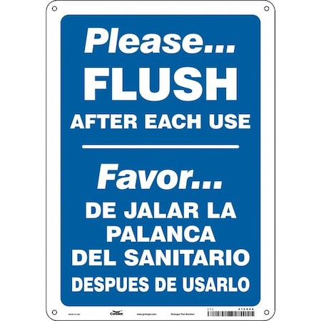 Condor PLEASE. FLUSH AFTER EACH USE, Spanish-Bilingual, 10 in W x 14 in H, 474A68 474A68