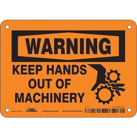 Condor Safety Sign, 5 in Height, 7 in Width, Polyethylene, Horizontal Rectangle, English 475D79
