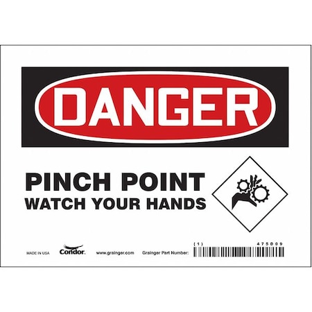 CONDOR Safety Sign, 5 in Height, 7 in Width, Vinyl, Horizontal Rectangle, English, 475D09 475D09
