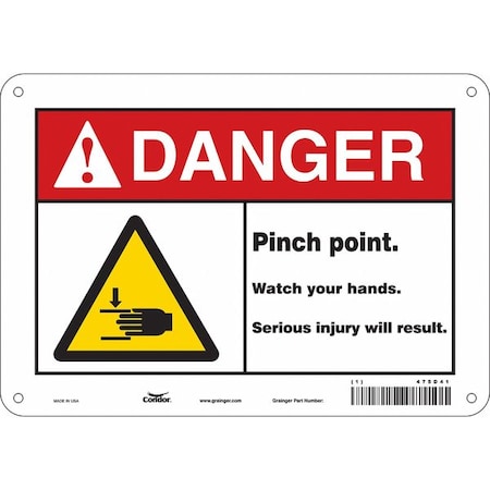 Condor Safety Sign, 7 in Height, 10 in Width, Polyethylene, Vertical Rectangle, English, 475D41 475D41