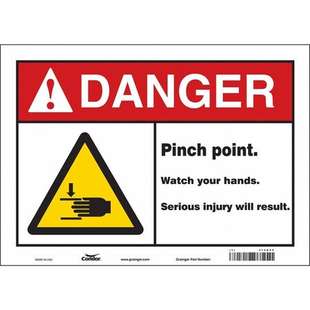 Condor Safety Sign, 10 in Height, 14 in Width, Vinyl, Horizontal Rectangle, English, 475D45 475D45