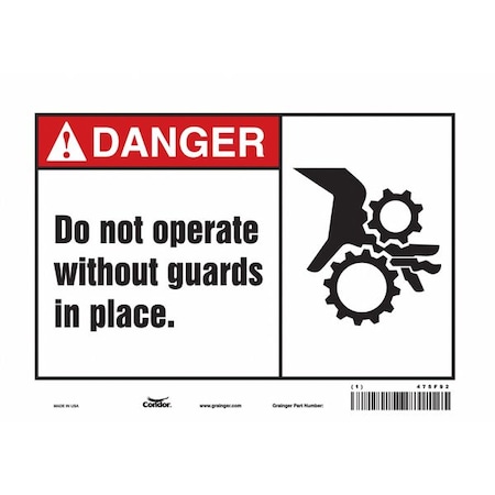 Condor Safety Sign, 7 in Height, 10 in Width, Vinyl, Vertical Rectangle, English, 475F92 475F92