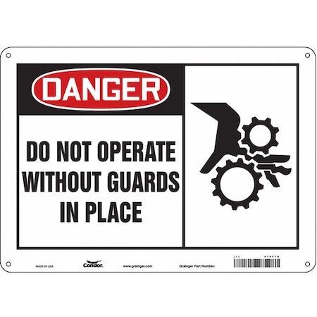 Condor Safety Sign, 10 in Height, 14 in Width, Polyethylene, Horizontal Rectangle, English, 475F78 475F78