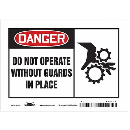 CONDOR Safety Sign, 5 in Height, 7 in Width, Vinyl, Horizontal Rectangle, English, 475F79 475F79