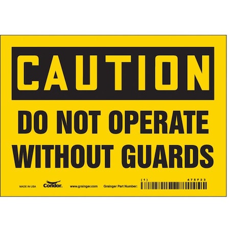Condor Safety Sign, 5 in Height, 7 in Width, Vinyl, Horizontal Rectangle, English, 475F23 475F23
