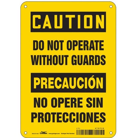 Condor Safety Sign, 10 in Height, 7 in Width, Aluminum, Horizontal Rectangle, English, Spanish, 475F32 475F32
