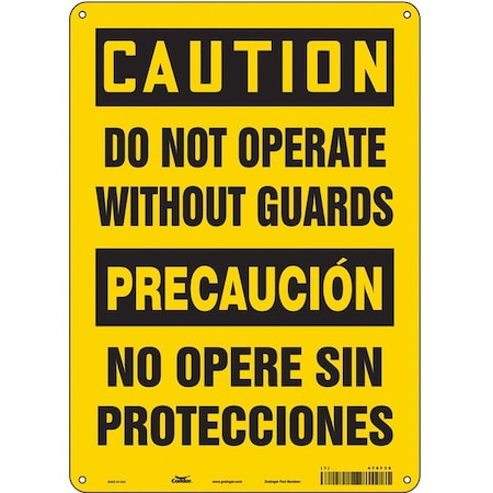 Condor Safety Sign, 14 in Height, 10 in Width, Polyethylene, Vertical Rectangle, English, Spanish, 475F35 475F35