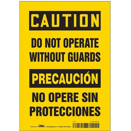 Condor Safety Sign, 10 in Height, 7 in Width, Vinyl, Horizontal Rectangle, English, Spanish, 475F36 475F36