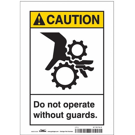 Condor Safety Sign, 10 in Height, 7 in Width, Vinyl, Horizontal Rectangle, English, 475F44 475F44
