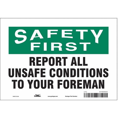 Condor Safety Sign, 7 in Height, 10 in Width, Vinyl, Vertical Rectangle, English, 475H45 475H45