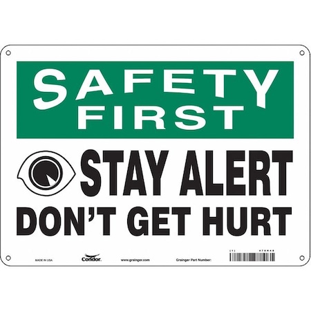 Condor Safety Sign, 10 in Height, 14 in Width, Aluminum, Horizontal Rectangle, English, 475H48 475H48