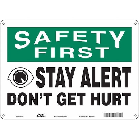 Condor Safety Sign, 10 in Height, 14 in Width, Polyethylene, Horizontal Rectangle, English, 475H50 475H50