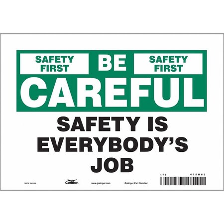 Condor Safety Sign, 7 in Height, 10 in Width, Vinyl, Vertical Rectangle, English, 475H63 475H63