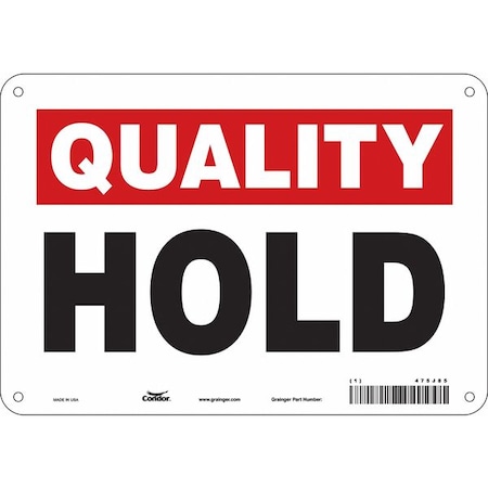 Condor Quality Control, Hold, 10 in W x 7 in H, Vertical Rectangle, Aluminum, 475J85 475J85