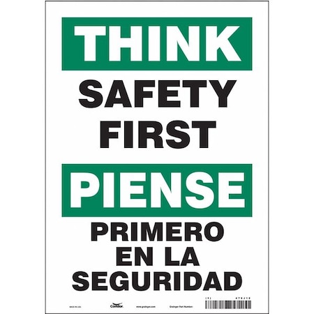 Condor Safety Sign, 14 in Height, 10 in Width, Vinyl, Vertical Rectangle, English, Spanish, 475J12 475J12