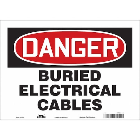 Condor Safety Sign, 10 in Height, 14 in Width, Vinyl, Horizontal Rectangle, English, 475K81 475K81