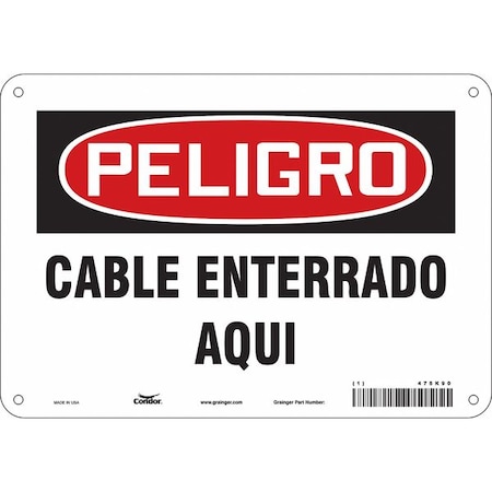 Condor Safety Sign, 7 in Height, 10 in Width, Polyethylene, Vertical Rectangle, Spanish 475K90