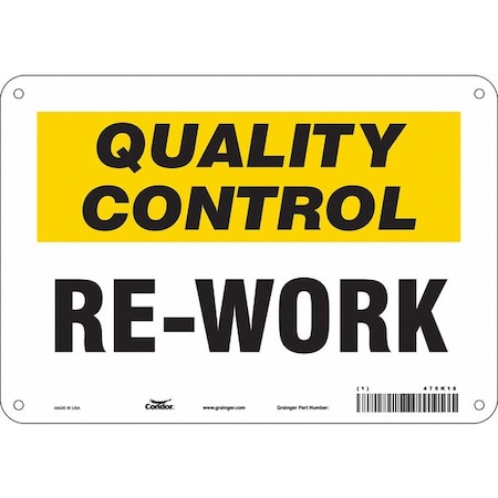 Condor Quality Control, Re-Work, 10 in W x 7 in H, Vertical Rectangle, Polyethylene, 475K18 475K18