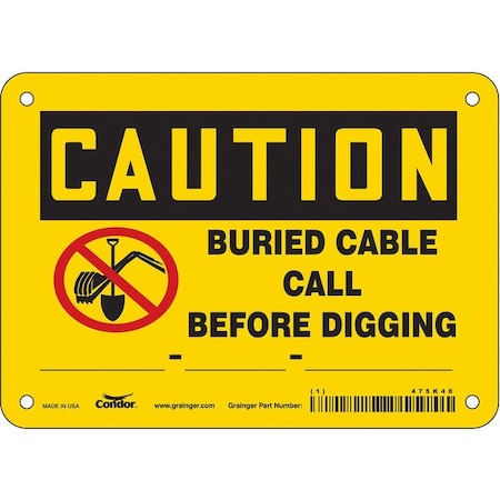 Condor Safety Sign, 5 in Height, 7 in Width, Vinyl, Horizontal Rectangle, English, 475K48 475K48