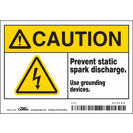 Condor Safety Sign, 3 1/2 in Height, 5 in Width, Vinyl, Horizontal Rectangle, English, 475L83 475L83