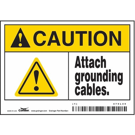 Condor Safety Sign, 3 1/2 in Height, 5 in Width, Vinyl, Horizontal Rectangle, English, 475L49 475L49