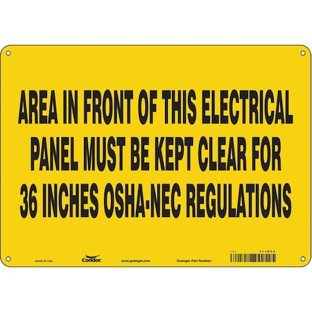 Condor Safety Sign, 10 in Height, 14 in Width, Aluminum, Horizontal Rectangle, English, 475M80 475M80