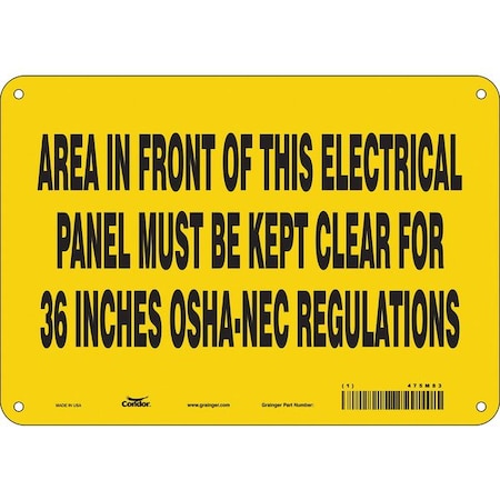 Condor Safety Sign, 7 in Height, 10 in Width, Polyethylene, Vertical Rectangle, English, 475M83 475M83