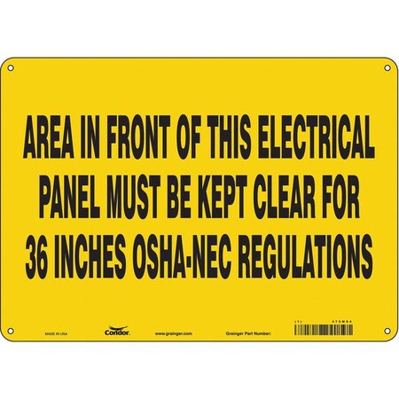 Condor Safety Sign, 10 in Height, 14 in Width, Polyethylene, Horizontal Rectangle, English, 475M84 475M84