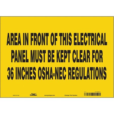 Condor Safety Sign, 10 in Height, 14 in Width, Vinyl, Horizontal Rectangle, English, 475M87 475M87