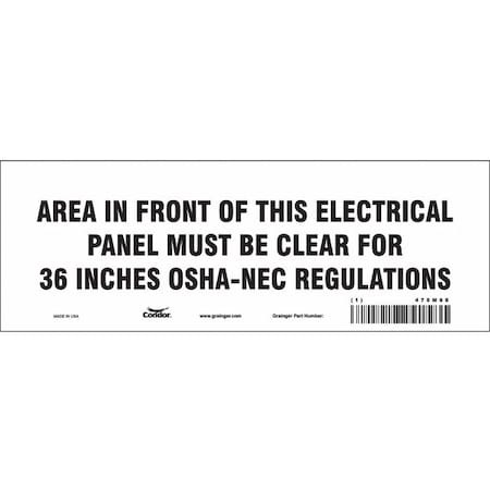 Condor Safety Sign, 10" W, 3-1/2" H, 0.004" Thick, 475M90 475M90