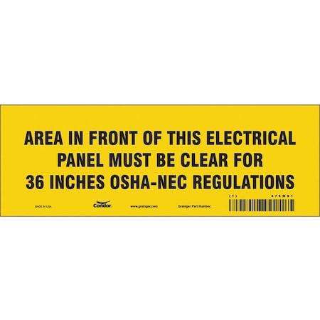Condor Safety Sign, 10" W, 3-1/2" H, 0.004" Thick, 475M91 475M91